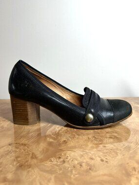 Fly London Black Leather Pumps Block Heel Comfort Slip On Size 40 EU